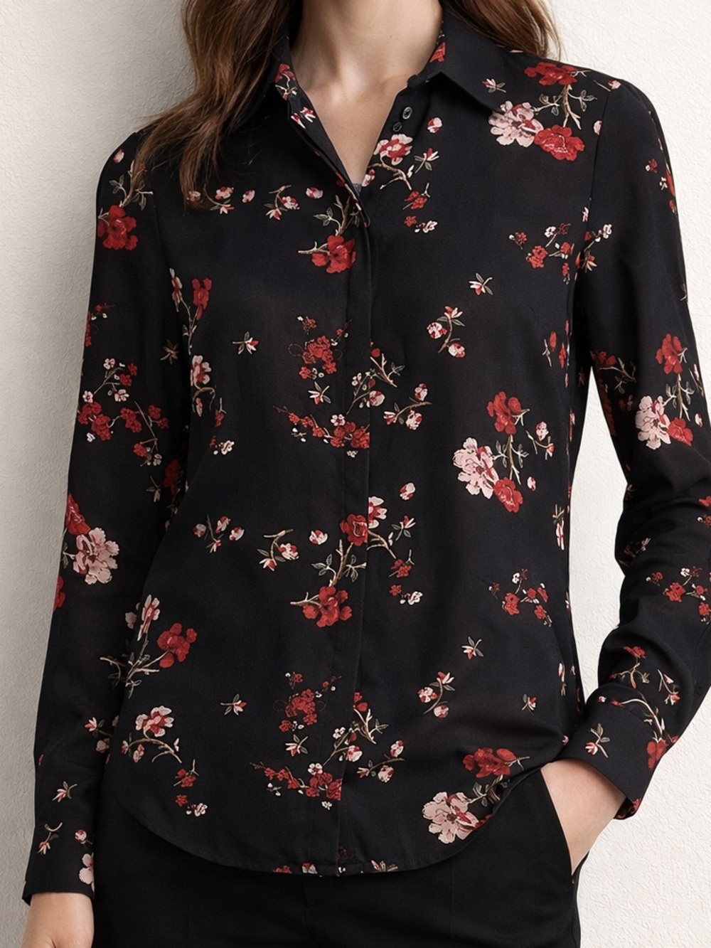 Lauren Ralph Lauren Black Floral Button Down